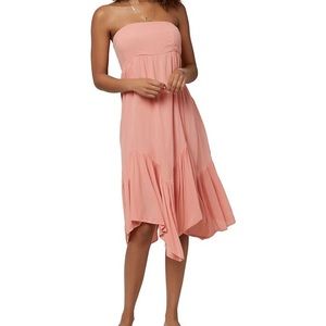 O’Neill size XL peach Carolina strapless midi dress